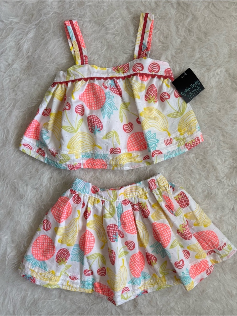 Cynthia Rowley Summer Fruits Twirly Skirt & Cropped Top Set